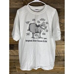 Original Zion Canyon Suv Unisex Adult  Sz L White Funny Graphic  T-shirt
